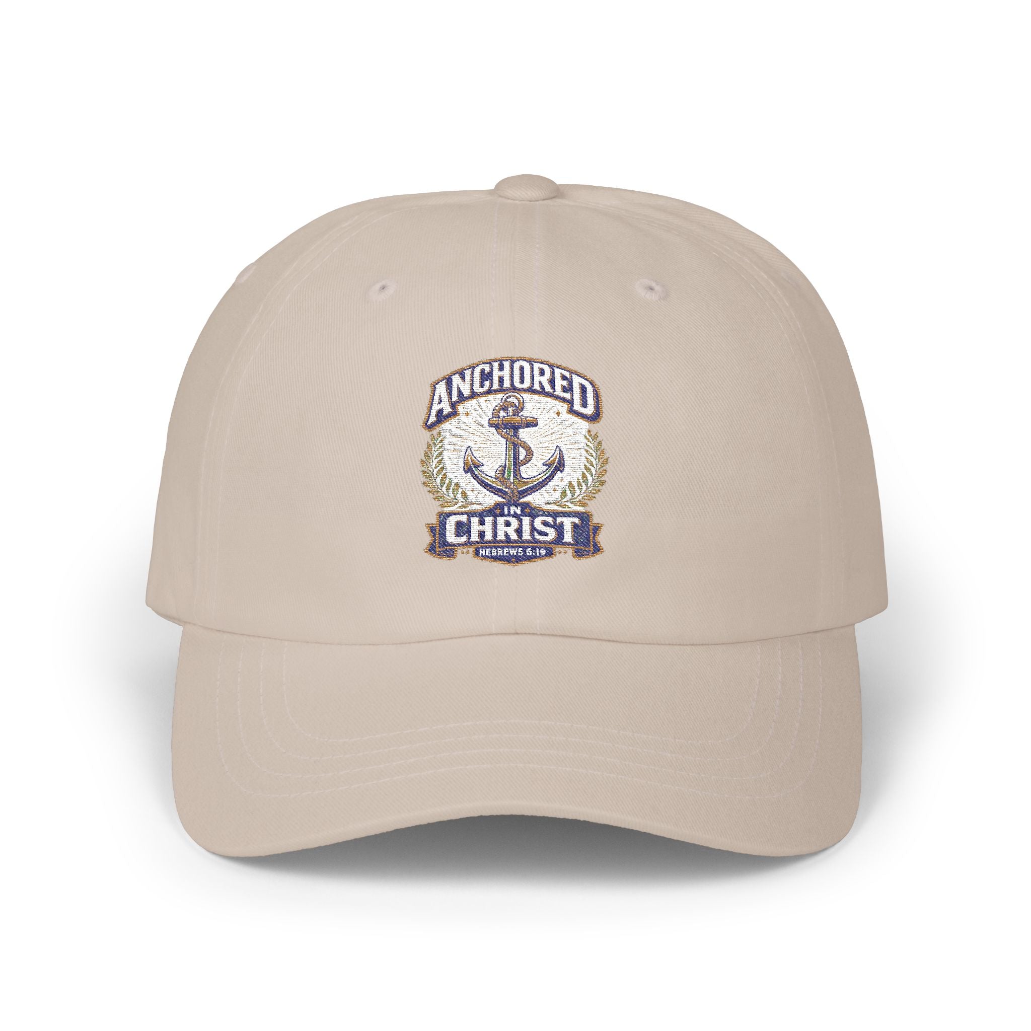 Anchored in Christ Dad Cap — Embroidered Anchor Christian Baseball Hat