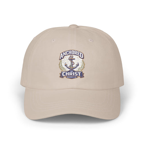 Anchored in Christ Dad Cap — Embroidered Anchor Christian Baseball Hat
