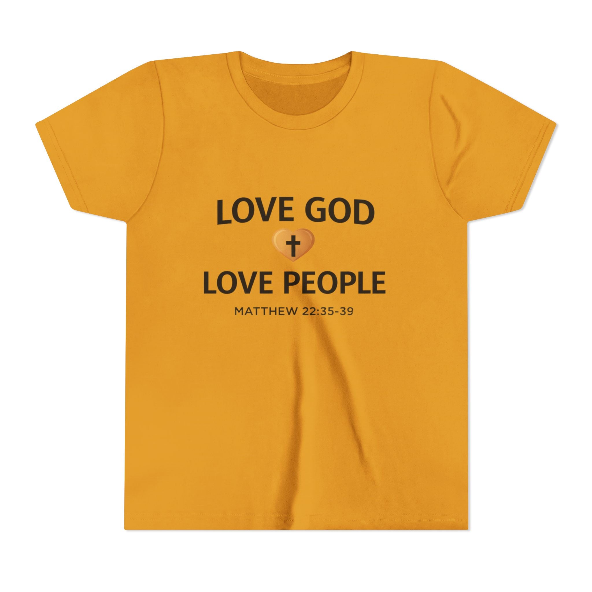 Boys Youth Tee — "Love God Love People" Bible Verse Matthew 22:37-39 Christian Kids Shirt