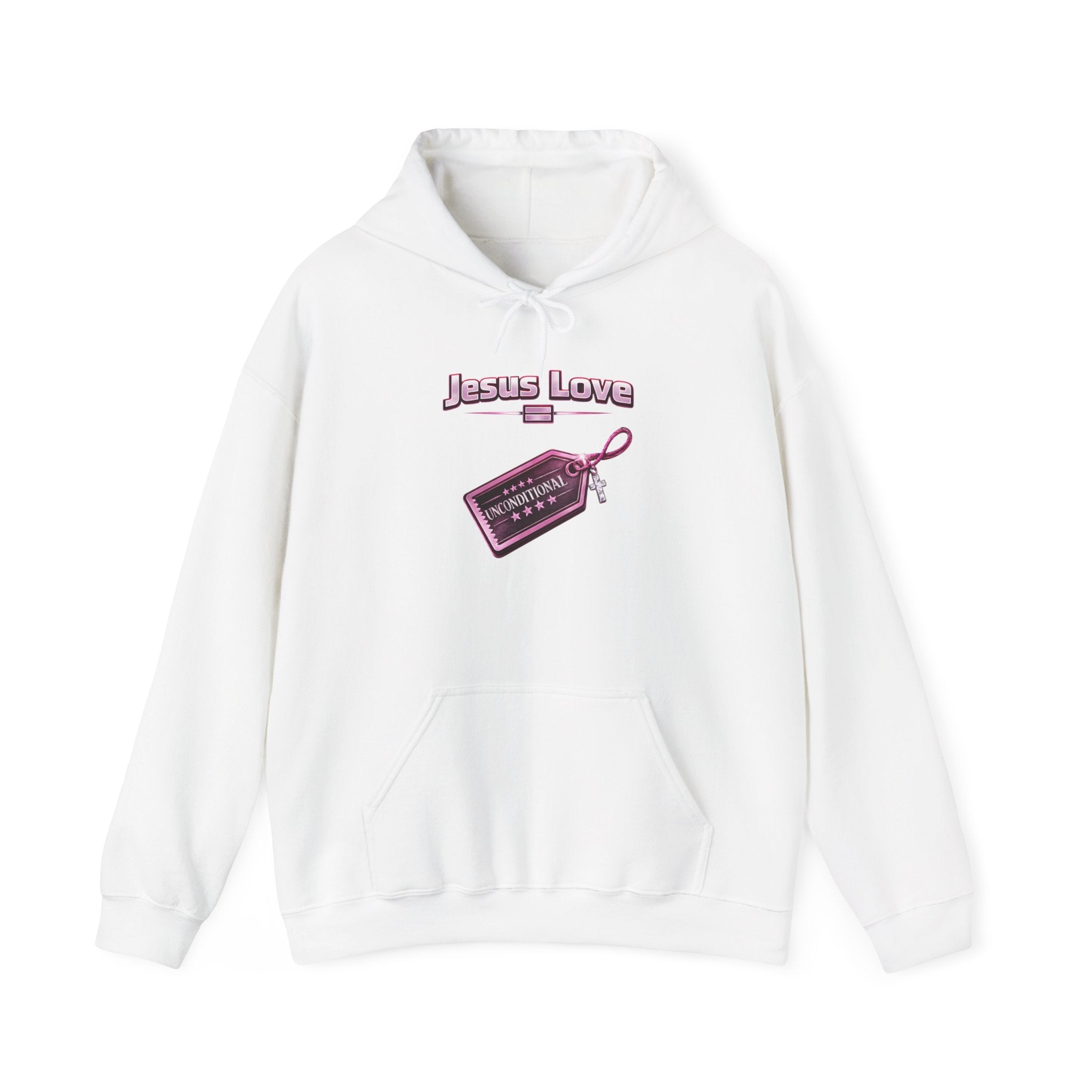 Jesus Love Hoodie — Retro Tag Graphic Christian Faith Pullover