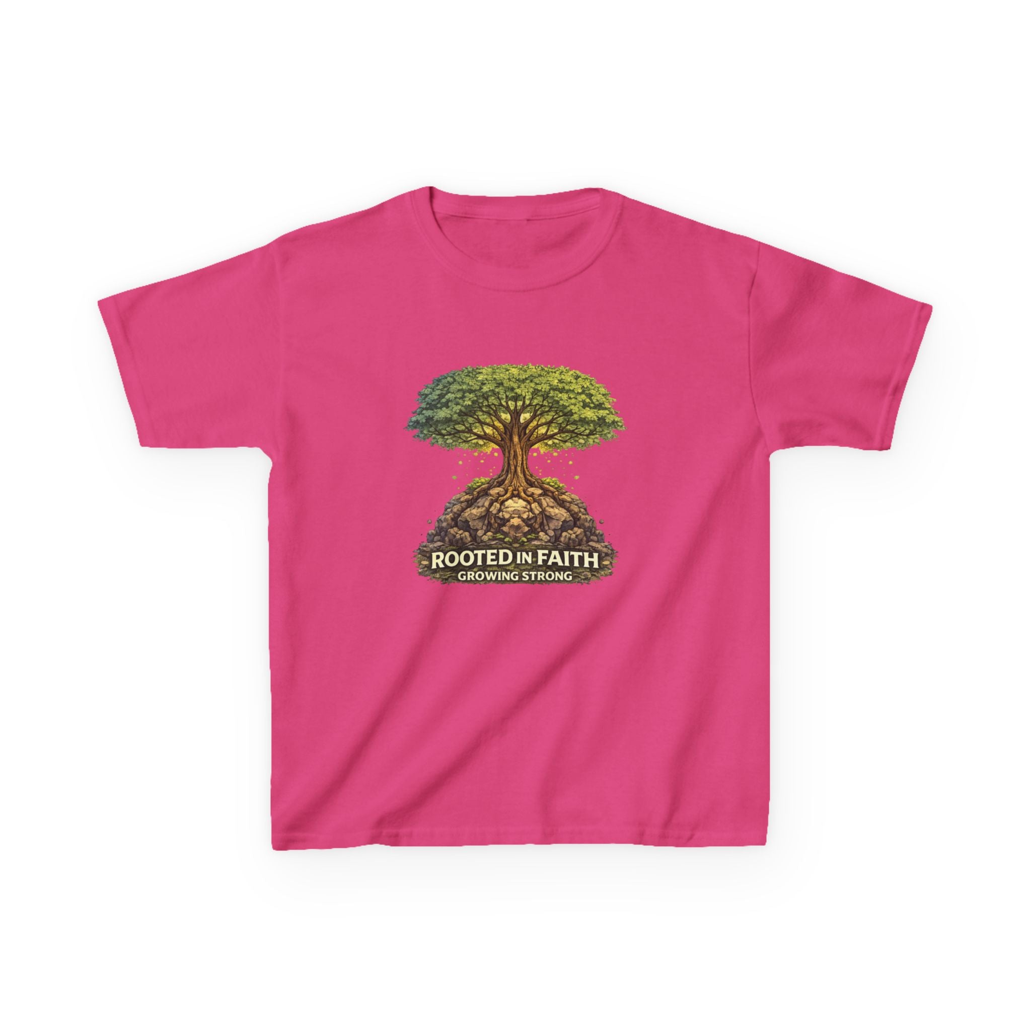 Kids Tee — 'Rooted in Faith' Tree Graphic