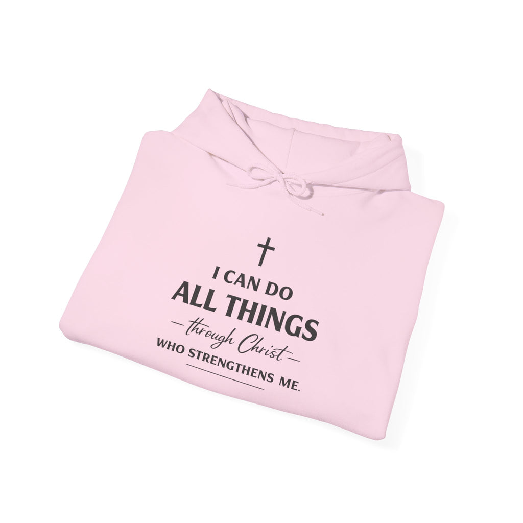 Mens Faith Hoodie – "I Can Do All Things Through Christ" Inspirational Christian Pullover