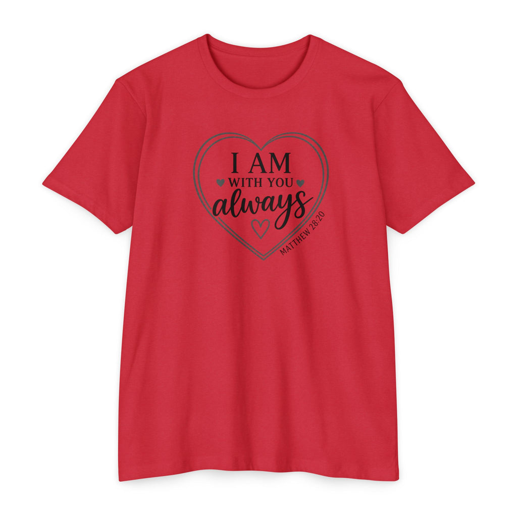 Womens I Am With You Always T-Shirt | Inspirational Script, Floral Accent
