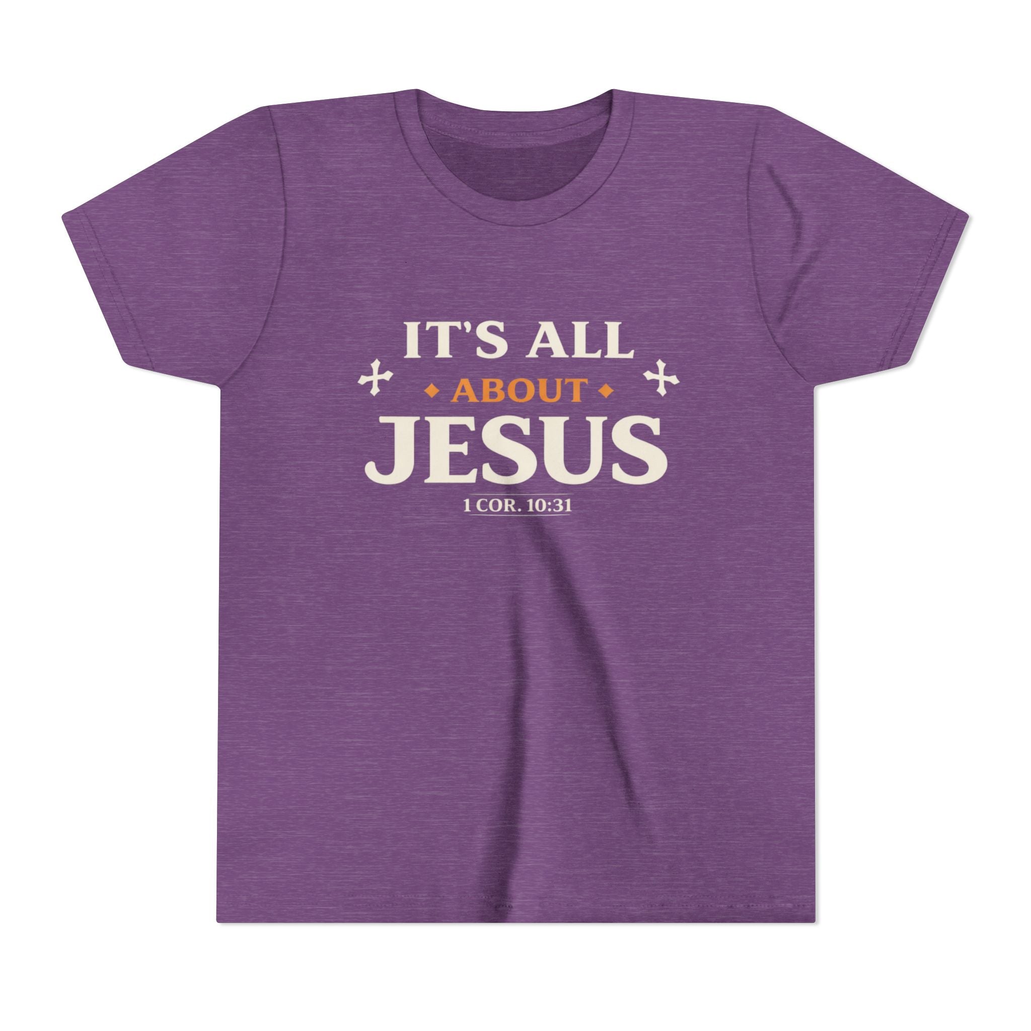 Girls Youth Tee - "It's All About Jesus" Christian Kids Shirt (1 Cor. 10:31)