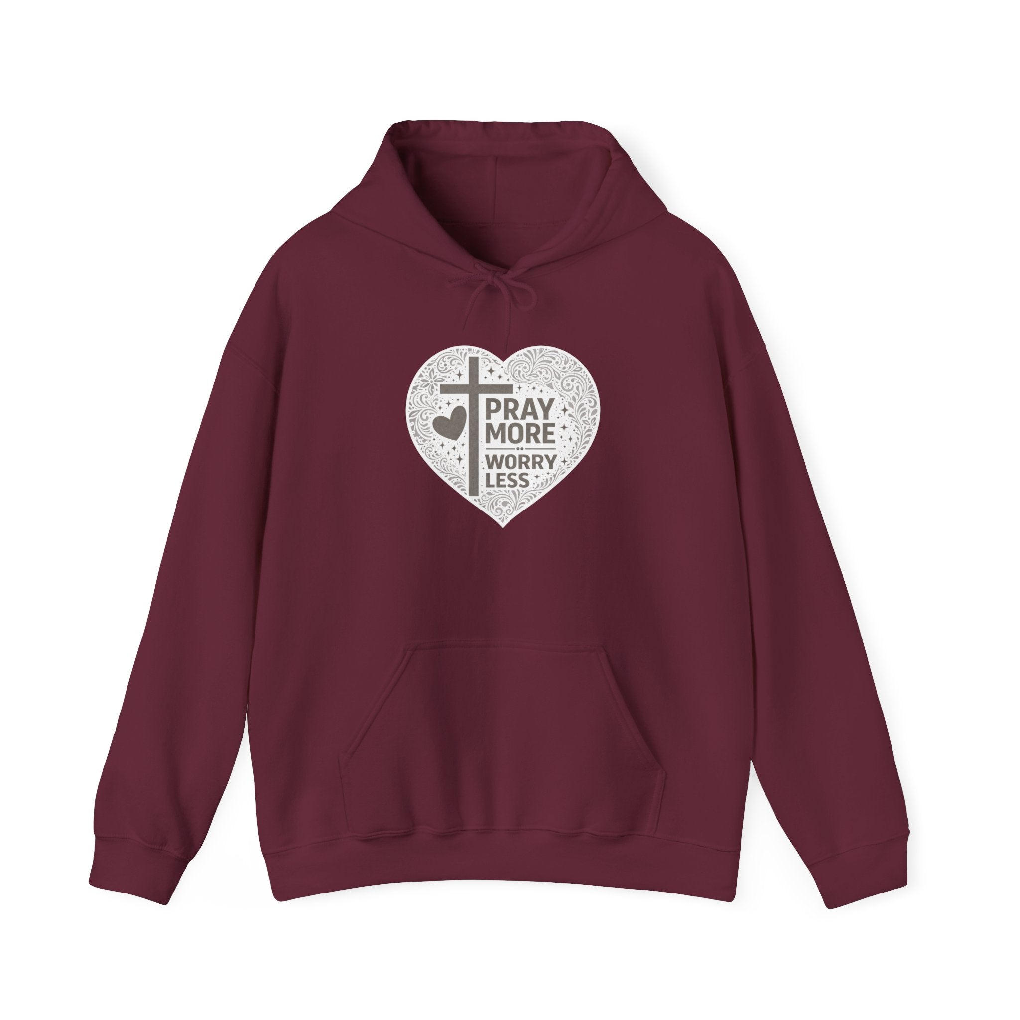 Womens "Pray More Worry Less" Heavy Blend™ Hooded Sweatshirt