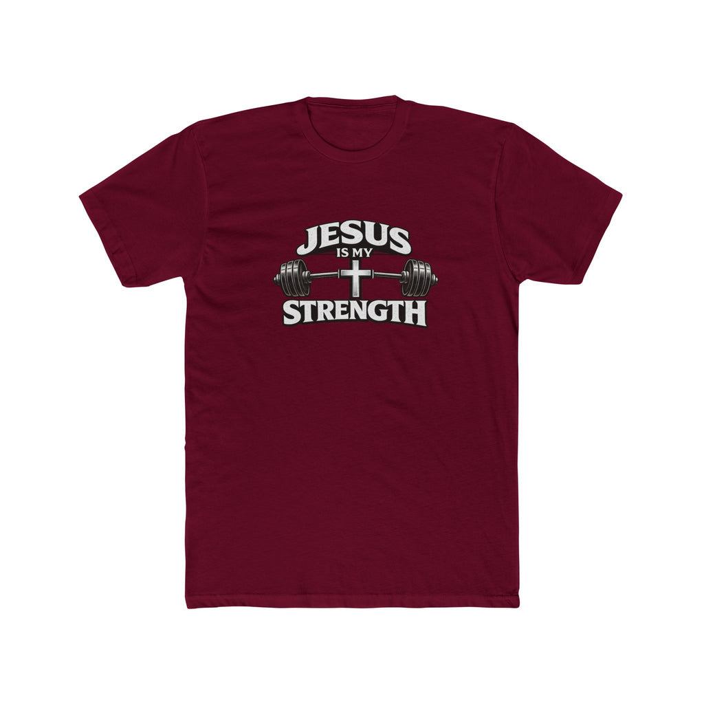 Jesus Is My Strength T-Shirt | Cross & Barbell Christian Faith Workout Tee